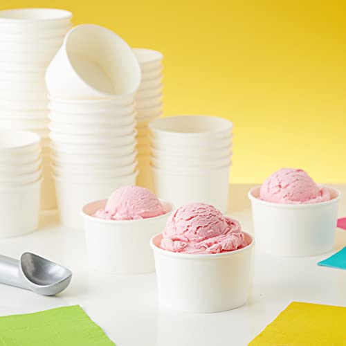 Juvale 100 Pack Disposable Paper Ice Cream Cups, Dessert Bowls For Sundae Bar, Frozen Yogurt (White, 8 Oz) #TOP1