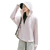 [ＰＡＦＨＬ] uvカットパーカー レディース 接触冷感 ラッシュガード 指先まで 日焼け防止 通気性 速乾 薄手 UPF50+ 長袖 フード付き (wn66 ライトピンク,L)