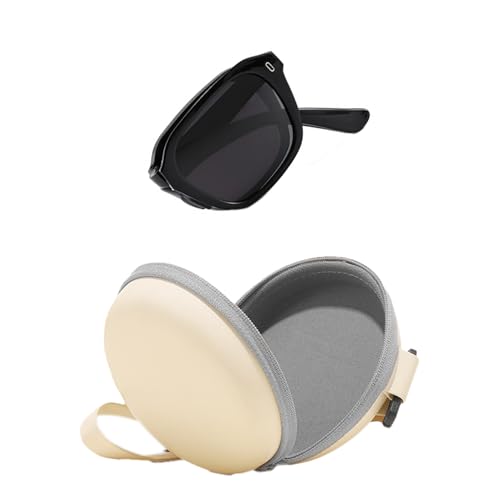 J&L Glasses Polarized Folding Sunglasses Women Men Square Sunglasses Foldable Sunglasses UV400 Protection (Black/Black)