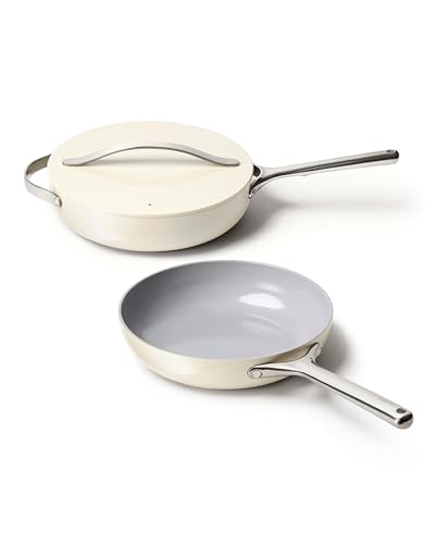 Caraway Ceramic-Coated Fry Pan and Sauté Pan Duo - Cream
