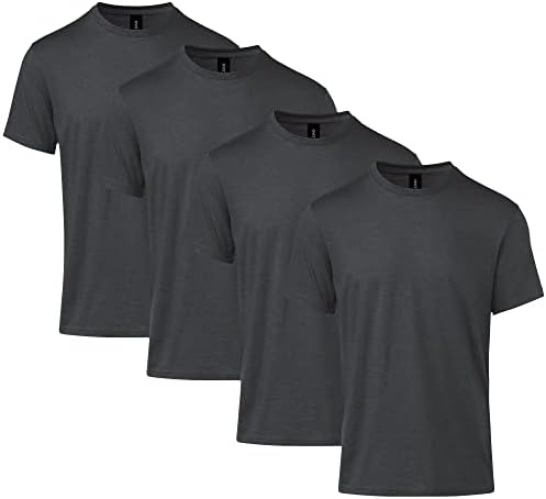 Gildan Adult Softstyle CVC Short Sleeve T-Shirt, Style G67000, 4-Pack, Pitch Black Mist, Large