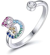 SIMPLGIRL Geschenk zum Muttertag für Frau Freundin Initial Ringe 925 Sterling Silber Buchstaben R...