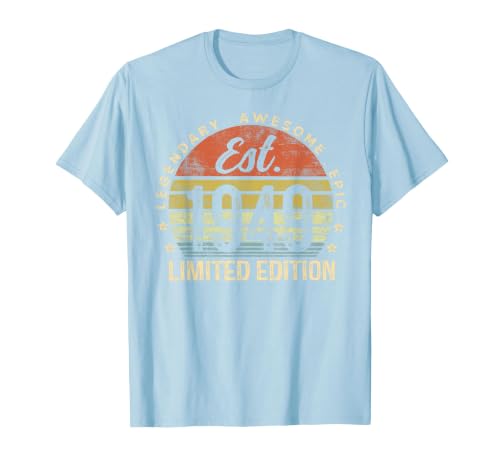 Est 1949 Limited Edition 77th Birthday Vintage 77 Year Old T-Shirt, Men, Baby Blue, X-Large