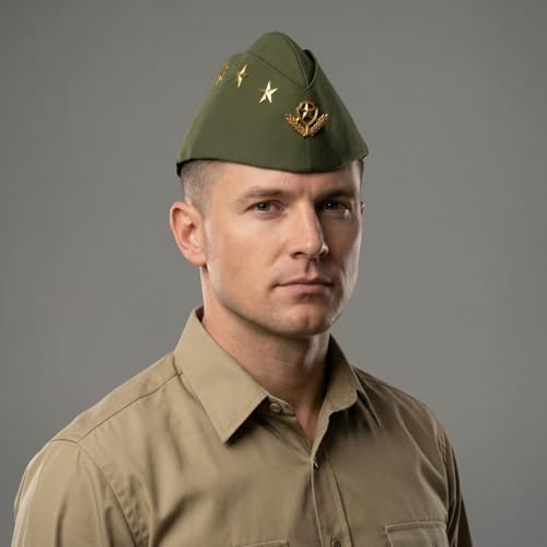 Chapeau de danse de marin carré vert armée durable avec motif blé brodé - 3