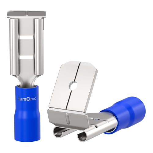 Lumonic 25x cosse plate + dérivation 1,5-2,5mm² en bleu I Cosses plates pour languettes 0,8mm x 6,4mm I Cosses plates partiellement isolées