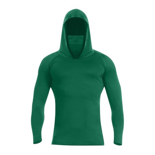 Mens Compression Thermal Shirts Hoodie with Mask Long Sleeve Winter Sports Base Layer Top Active Running Sun Shirt3