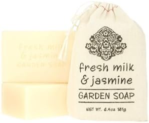 Greenwich Bay Set of 2 - FRESH MILK JASMINE Exfoliating Garden Shea & Cocoa Butter Soap 181g In Cloth Sack (6.4 oz each)