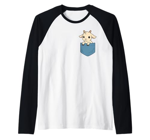 Lustiges baby ziege pocket pal cute farm animal goat lovers raglan