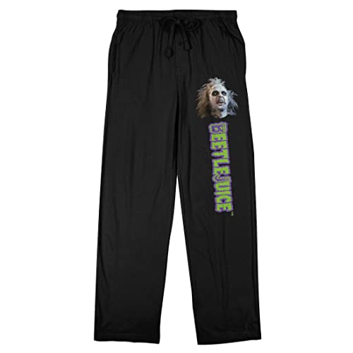 Bioworld Beetlejuice Betelgeuse Face & Logo Men's Black Sleep Pajama Pants