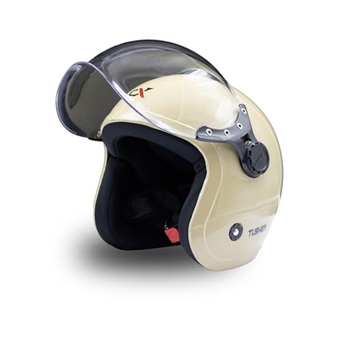 Image of Cortex Tusker Half Face Helmet Matt Finish with Scratch Resistant Curved Polycarbonate Visor, Hard ABS Shell Helmet for Men and Women | Clear Visor, Lightweight
