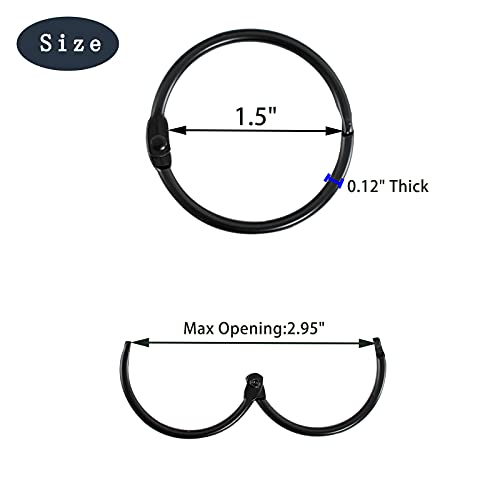 36pcs Shower Curtain Rings, Rust-Resistant Metal Round Shower Hooks for Bathroom Rod Curtains, Changing Room, Windows, Home Decoration, Movable Clasp (Black)