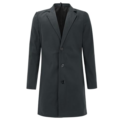 Mid Long Trench Coat for Men Casual Slim Fit Notche Collar Long Jacket Winter Warm Thick Windproof Overcoat Plus Size3