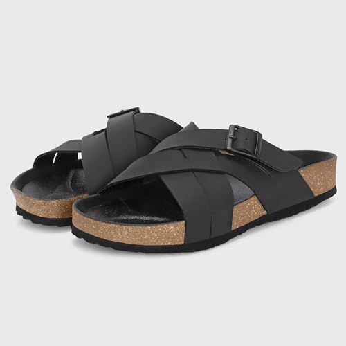 Image of Centrino Mens Cushion Sliders /Slippers|Berkin-Style Slip-On Sandals | Open Toe Design | Soft PU Footbed | Lightweight & Comfortable | Arch Support | On-Grip Sole | Casual Outdoor Wear (6868)