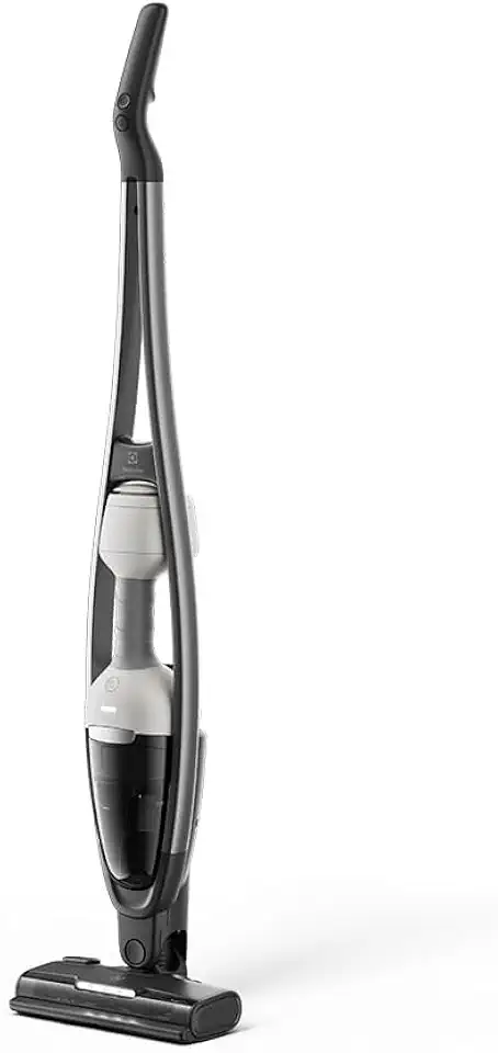 Aspirador de Pó vertical bateria Ergorapido 2 em 1 Electrolux 45 min base recarregamento luz LED bocal tecnologia UV pedal limpeza facil da escova rotativa capacidade 300Ml ERG50 Bivolt Cinza Branco