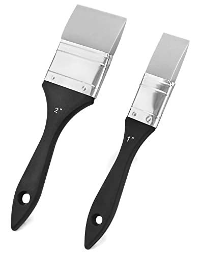 QWORK Paint Brush, Silicone Color Shaper Brush, 2 Pcs (1 inch,2 inch) Solid Flat Flexible Acrylic and Water Based Painting Tool for Move and Remove Acrylic Paints