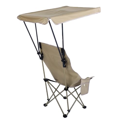 Chaise de camping portable GOWENIC avec parasol réglable kaki