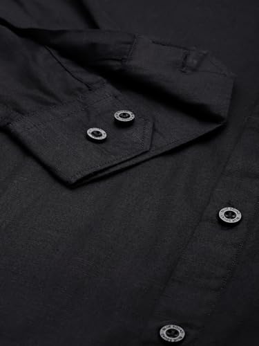 Image of Men's Cotton Linen Solid Shirt | Slim Fit Full Sleeve Casual Shirt | Lightweight | Breaethable | Stylish