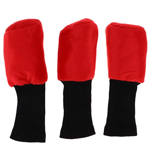 Aymzbd Premium Golf Club Head Covers - Set of 3 for Drivers and, Red+Black