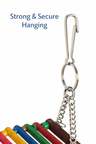 Image of KSK Wooden Bird Swing for Cage - Pack of 2, Thick Wooden Perch Bars with Heavy Duty Chain, Colorful Hanging Swing Toy for Cockatiel, Budgie, Lovebird & Small Parrots