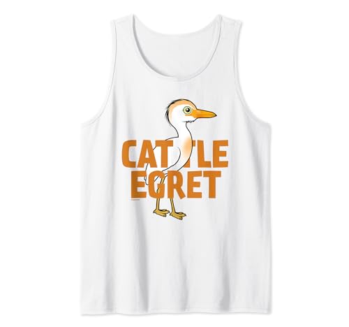 Cute Cartoon Jumbo Cattle Egret Bird Species Name Tank Top
