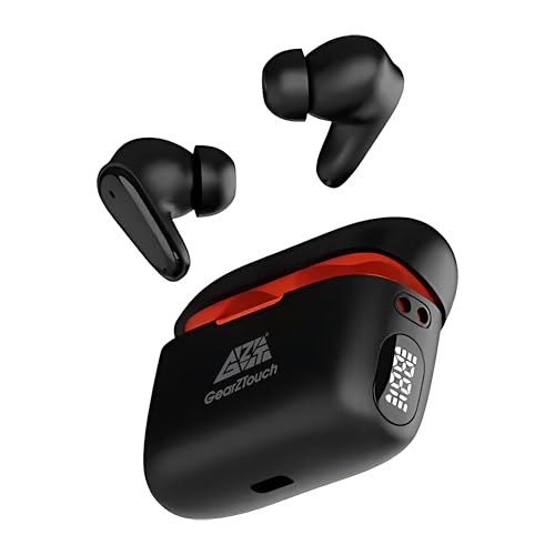 Image of GearZTouch BOLT Truly Wireless in Ear Earbuds with HD Mic, Extra BASS & Noise Reduction for Clear Calling, Type-C Fast Charging BT V5.3, Standby 200H,Voice & Touch Assistant,IPX6 WaterResistant(Black)