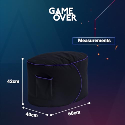 Game Over Video Gaming Bean Bag Foot Stool | Indoor Living Room Leg Rest | Side Pockets for Controllers | Ergonomic Design for the Dedicated Gamer (Dragon Skin)
