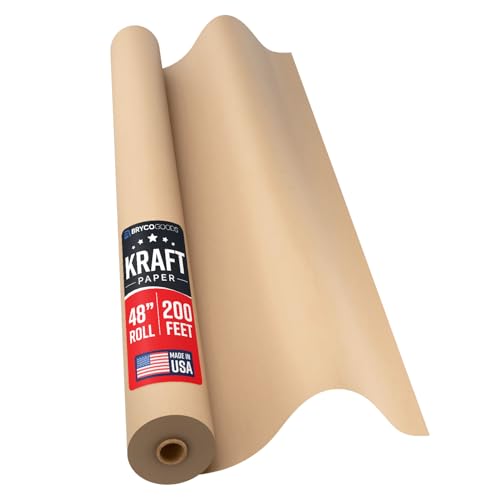 Bryco Goods 48 x 200 (2400) Brown Kraft Paper Roll - USA Made - Versatile for Different Arts and Crafts Projects - Pin Up Your Work Or School Notes - Create Vision Board for Your Bedroom