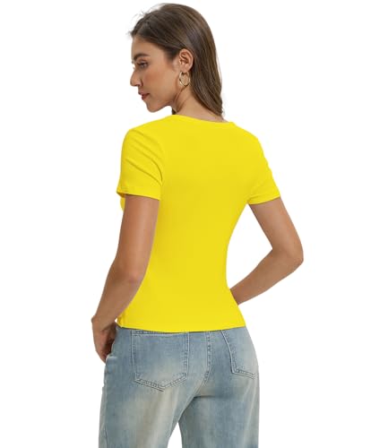 Women Casual Basic T Shirts Top Y2k Crop Tops Trendy Tight Tshirts Tee Slim Fit Clothes3