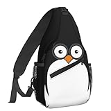 Famame Funny Penguin Face Sling Backpack Chest Bag Crossbody Shoulder Bag Gym Cycling Travel Hiking Daypack For Men Women