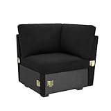 HONBAY Asiento esquinero para sofá cama seccional, terciopelo negro