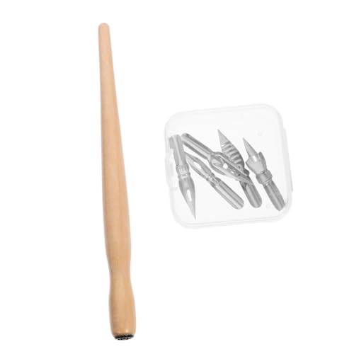 Operitacx ヴィンテージ?水ペン 筆先 原木色ペン軸付き クリエイティブ署名用ディップペン 漫画 カリグラフィー描画向け滑らか線画用