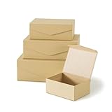 Soul & Lane Kraft Decorative Boxes with Magnetic Lids – Set of 4, Small Reusable Cardboard Gift Boxes for Presents and Wrapping Gifts, Nesting Hinged Lid Storage with Magnetic Closure