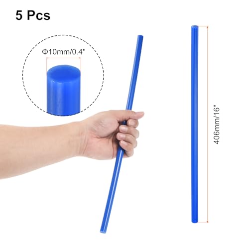Image of uxcell 5 Pcs Blue Plastic Rods 10 x 406mm ABS Styrene Round Stick, Round Solid Bar DIY Model for DIY Toys Building Making Architectural Model Making