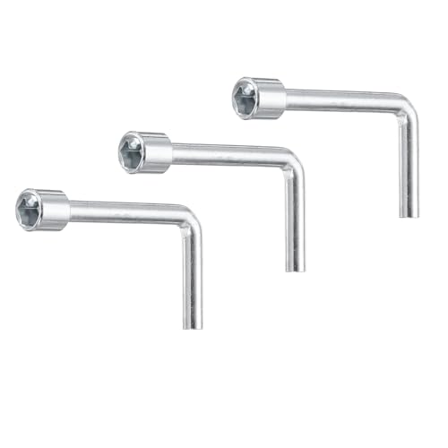 sourcing map 3pcs l Shaped Angled Open Hex Socket Wrench 10mm Metric Carbon Steel Single Ended 6 Point Socket Spanner for General Repairing Pipeline Bicycle Car Maintenance DIY Hand-Making