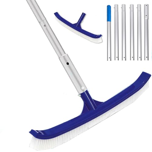Balai Piscine de 43 cm,Brosse Piscine avec extrémités incurvées,2.1M Manche Telescopique,Brosse de Nettoyage Avant de Utilisé pour Le Nettoyage des Carreaux,Le Nettoyage des Murs,ETC