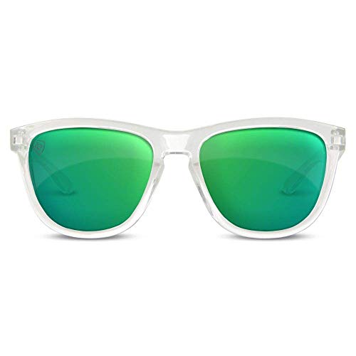 Epoch Eyewear Lutzka Skateboarding Sport Sunglasses Clear with Green Mirror Lens2