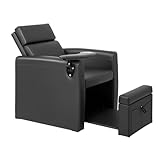 OmySalon Electric Pedicure Chair w/Adjustable Backrest, Movable Cup Holder & Hidden Storage Platform, No-Plumbing Full-Floor Support Pedi Station for Professional Nail Tech Supplies Spa Salon (Black)