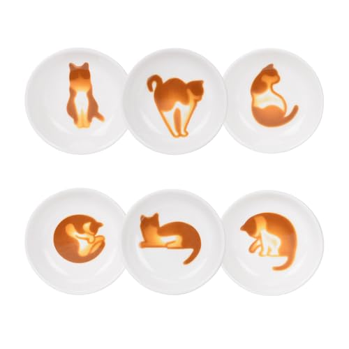 XinHuiGY Platos de cerámica para salsas de gato, plato de condimento, plato de soja para sushi, platos para servir, porcelana, soporte para bolsas de té pequeñas, regalo para amantes de los gatos,