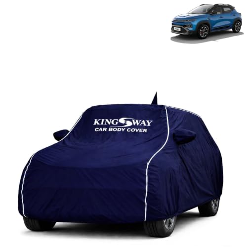 Image of KINGSWAY Super Waterproof Car Cover Only with Kiger (Year 2025 Onwards - All Model) | Mirror and Antenna Pockets | All Weather Car Body Cover with Silver Piping | Blue