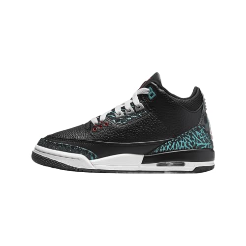 Jordan Big Kid's 3 Retro Moto Black/Siren Red-Hyper Jade (FV5437 001) - 6.5
