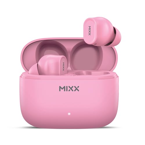 Mixx StreamBuds Switch D7 True Wireless Earbuds – Bluetooth 5.4, 18-Hour Playtime, Quick Charge, Comfort-Fit Silicone Earbuds, Touch Controls, Voice Assistant Compatible (Pink)