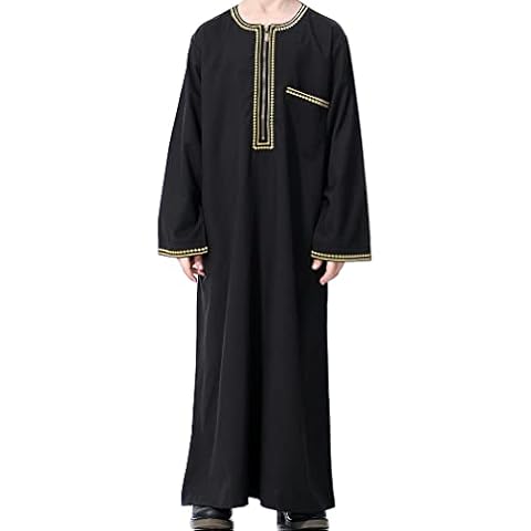 Arab Middle East Kaftan Muslim Boys Robes - Kids Long Sleeve Islamic Abaya Dubai Robe Saudi Arabia Ethnic Kaftans Prayer Clothing Cover