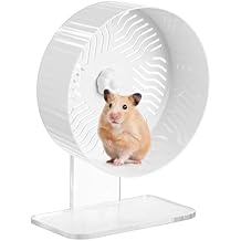 Silent Hamster Wheel, Hamster Exercise Wheel with Adjustable Acrylic Stand, Hamster Exercise Wheel for Gerbil, Syrian & Dwarf, Chinchilla and More Small Animal Hamster Running Wheels 8.2 in