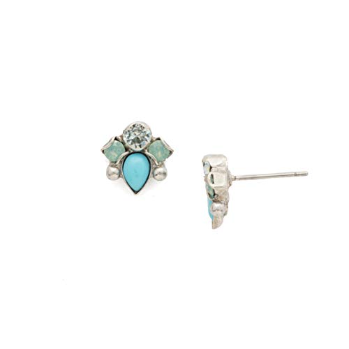 Sorrelli Buzzworthy Stud Earrings, Antique Silver-Tone Finish, Sweet Mint #TOP23