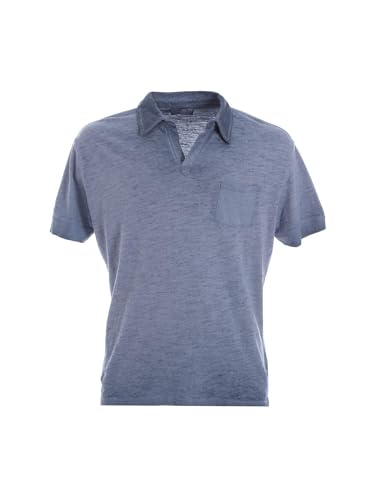 T-shirt bleu Yes-zee mode homme coton col rond T758 T300