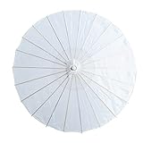 THY COLLECTIBLES 22' Kid's Size Japanese Chinese Umbrella Parasol for Wedding Parties, Photography, Costumes, Cosplay, Decoration and Other Events - Solid Color (White)