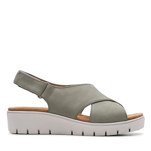 Clarks Un Karely Sun, Chanclas para Mujer, Gris (Sage Nubuck-), 41 EU