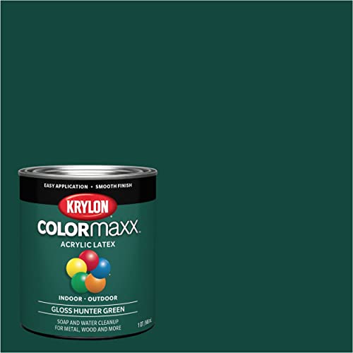 Image of Krylon ColorMaxx Gloss Interior /Exterior Acrylic Latex Paint, Hunter Green, 1 Qt. - 1 Each