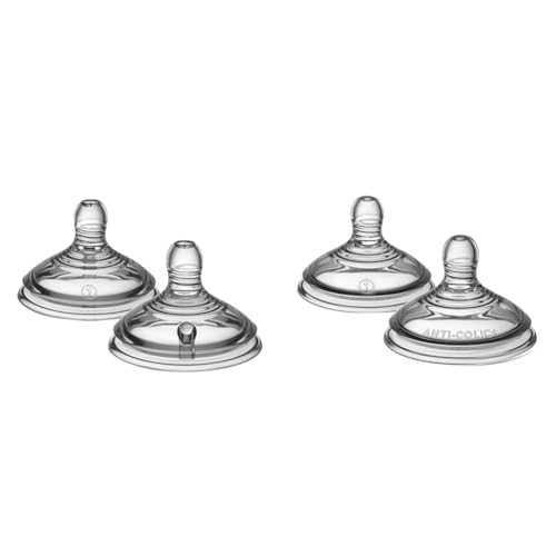 Image of Tommee Tippee Closer to Nature Bottle Nipples, Slow Flow - 2 Count & Advanced Anti-Colic Baby Bottle Nipples, Slow Flow, 0+ Months, Breast-Like, Soft Silicone, Pack of 2