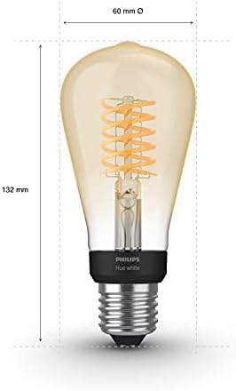 Philips Hue White Filament Regular ST64 LED Smart Light Bulb [E27 Edison Screw] , with Bluetooth, Works with Alexa, Google Assistant and Apple Homekit, Pack of 1